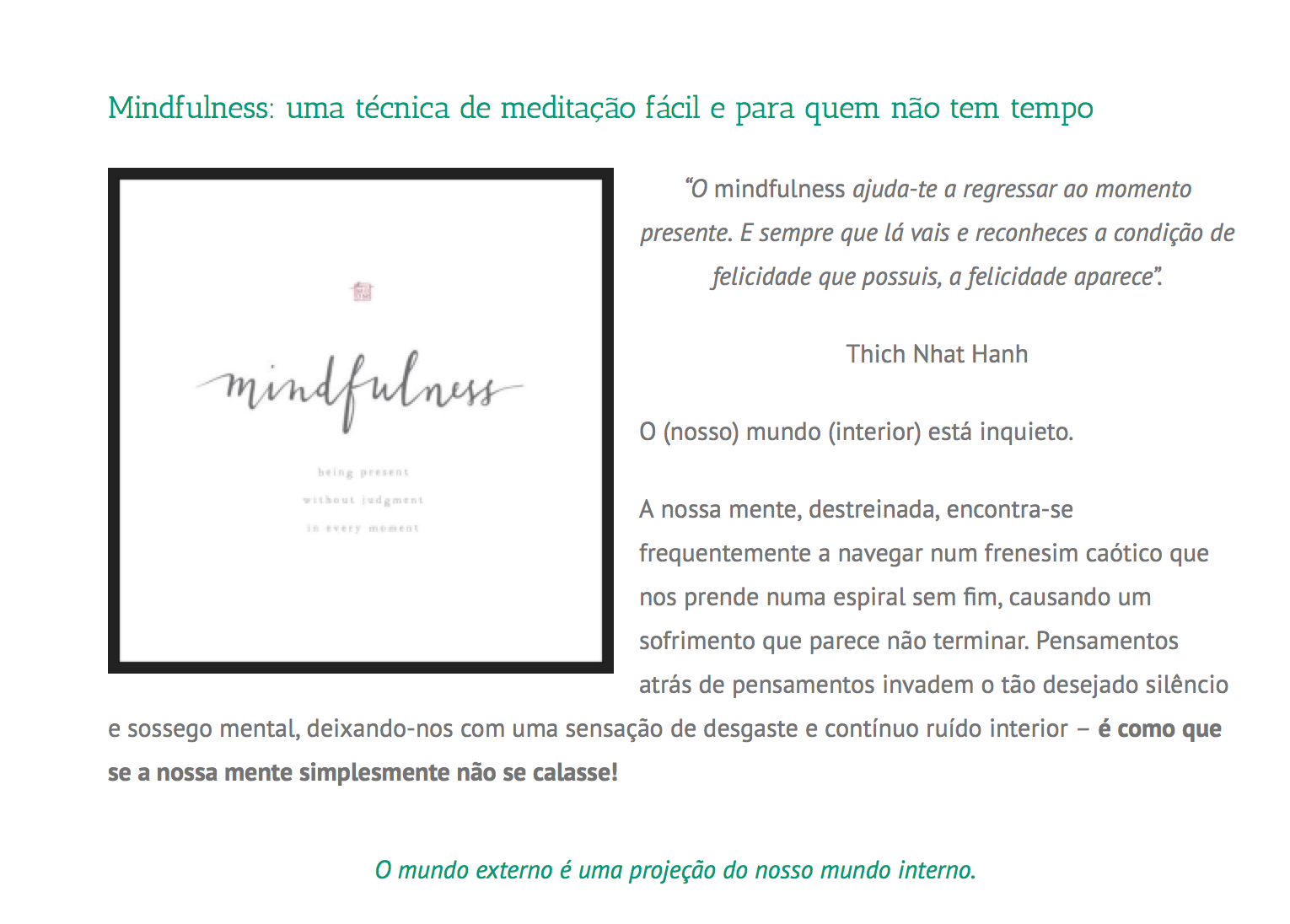 Artigo sobre Mindfulness